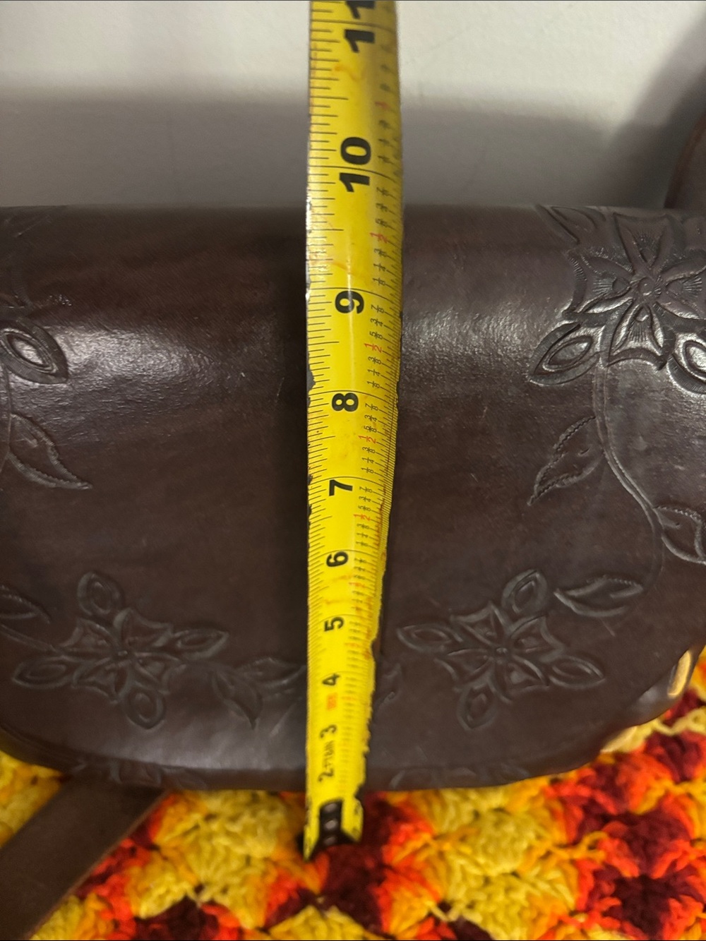 Vintage Tooled Leather Handmade Saddle Shoulder Bag Boho-Haruko - Picture 16 of 17